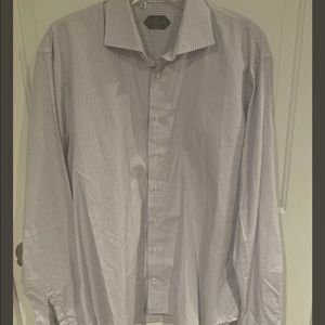 Canaletto Mens Dress Button Down Shirt 17 1/2 44 Blue Pink Patterned Cotton B007